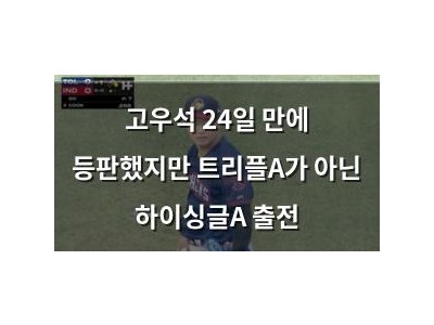 고우석 24일 만에 등판했지만 트리플A가 아닌 하이싱글A 출전