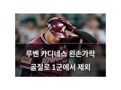 루벤 카디네스 왼손가락 골절로 1군에서 제외