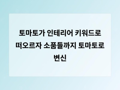 토마토 디자인 이제는 공간에 포인트 주는 인기 아이템으로 자리 잡다