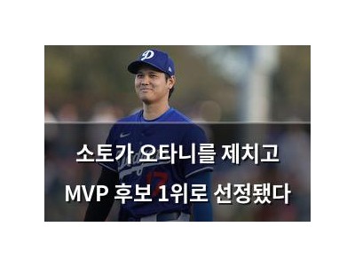 소토가 오타니를 제치고 MVP 후보 1위로 선정됐다