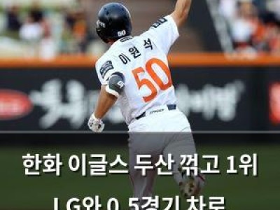 한화 이글스 두산 꺾고 1위 LG와 0.5경기 차로 뒤따르나