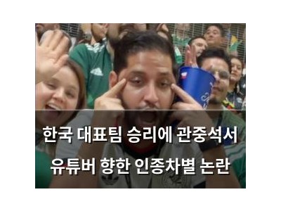 한국 대표팀 승리에 관중석서 유튜버 향한 인종차별 논란