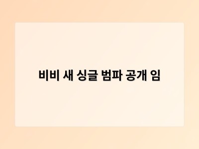 비비 새 싱글 범파 공개 임
