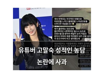 유튜버 고말숙 성적인 농담 논란에 사과
